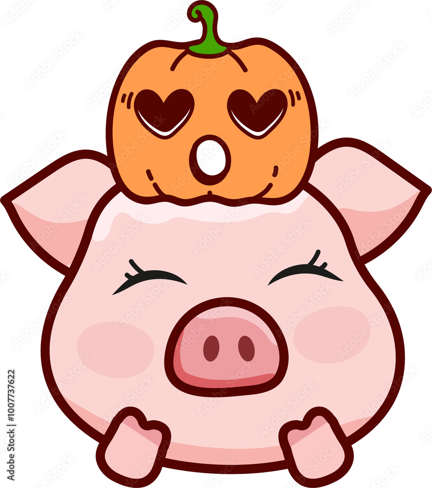 Fototapeta premium Cartoon Halloween Pig Doodle