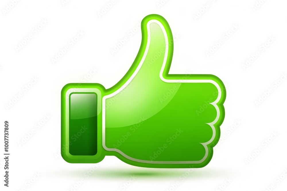 A bright green thumbs up icon isolated on a white background, designed in a modern and sleek vector A bright green thumbs up icon isolated on a white background, designed in a modern and sleek vector