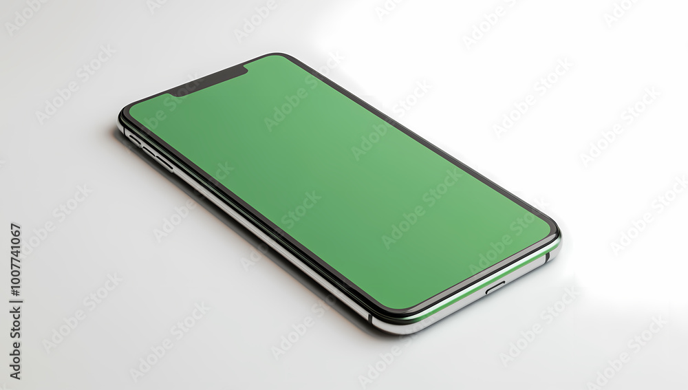 Smartphone with green screen on white background, 3D animated render Smartphone with green screen on white background, 3D animated render