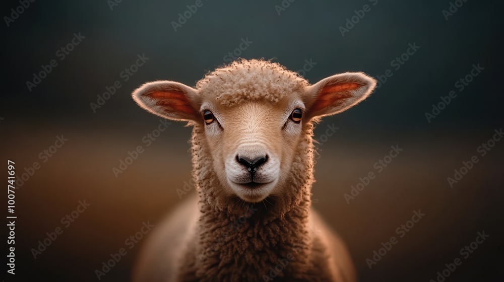 Cute sheep portrait with soft fur and curious expression, isolated background. Cute sheep portrait with soft fur and curious expression, isolated background.