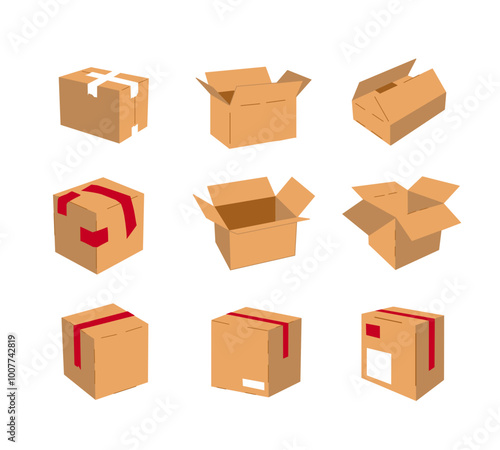 set of carton shipping package box