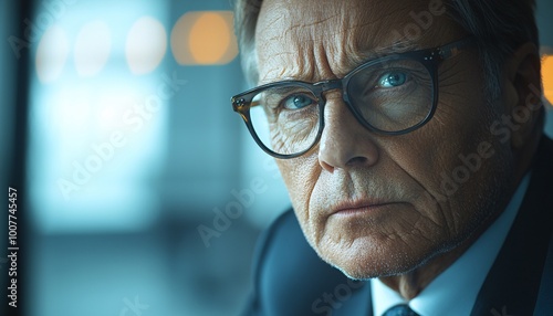 Focused CFO Analyzing Budgets and Forecasts in Glass-Walled Office Bathed in Natural Light