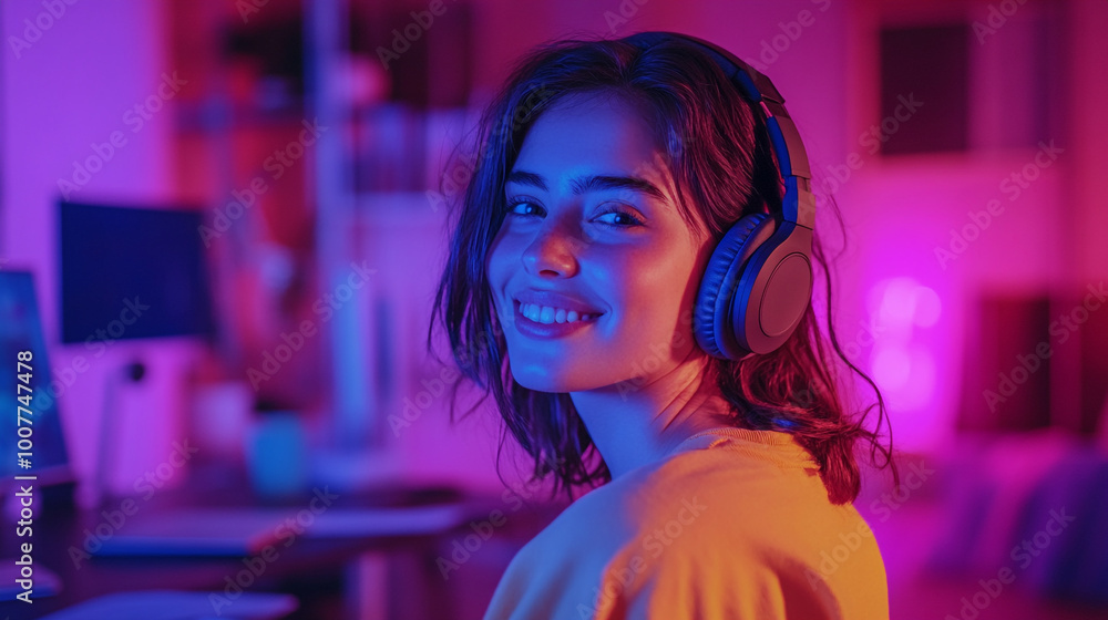 Fototapeta premium call center operator woman with headset