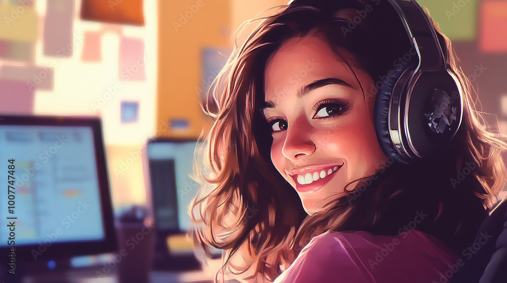 call center operator woman with headset call center operator woman with headset