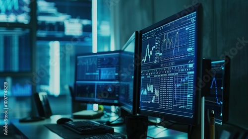 Wallpaper Mural Analyzing Markets: Technical Analysis on Computer Screen with Investment Fundamentals Torontodigital.ca