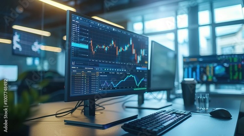 Wallpaper Mural Analyzing Markets: Technical Analysis on Computer Screen with Investment Fundamentals Torontodigital.ca