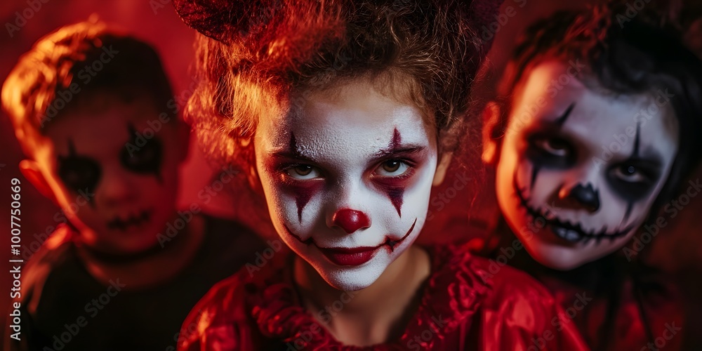 Happy halloween. children in costumes and makeup holiday happy halloween Happy halloween. children in costumes and makeup holiday happy halloween