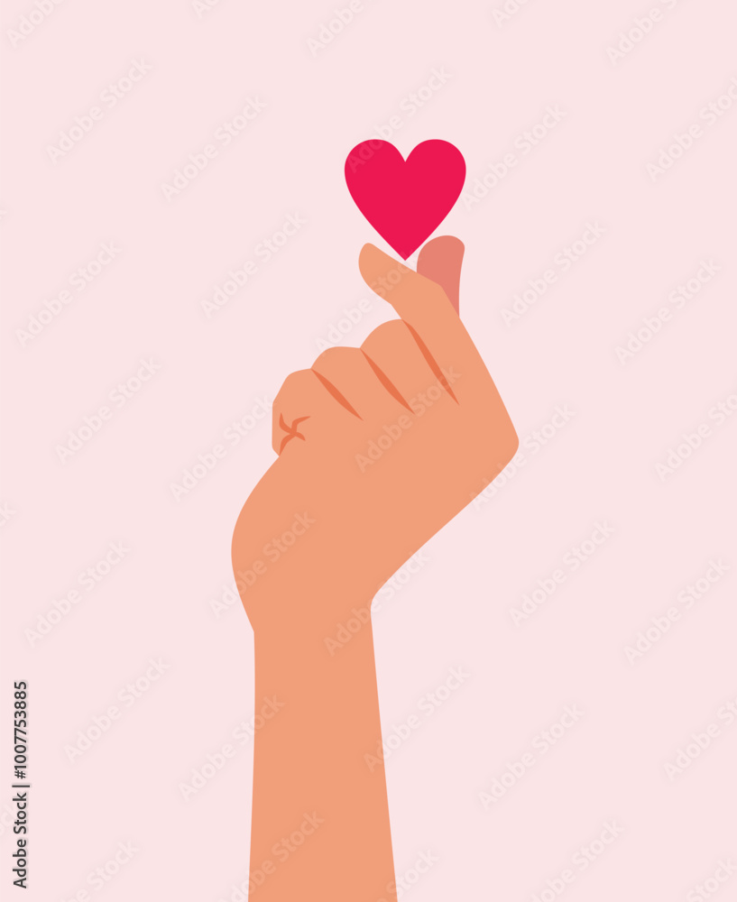 Hand Making a Heart Sign with Fingers Vector Illustration. Person gesturing expressing the symbol of love and affection
Hand Making a Heart Sign with Fingers Vector Illustration. Person gesturing expressing the symbol of love and affection