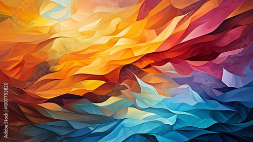 Wallpaper Mural Abstract Landscape of Flowing Colors and Geometric Patterns Torontodigital.ca