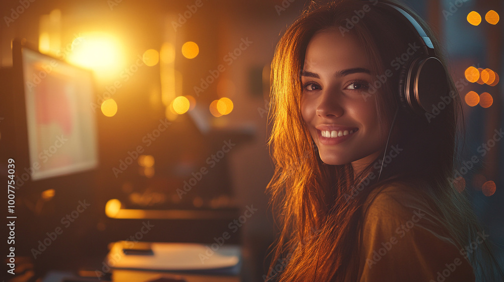 call center operator woman with headset call center operator woman with headset