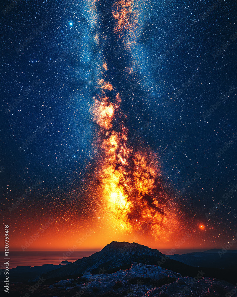 milky way galaxy over mountain range at night milky way galaxy over mountain range at night