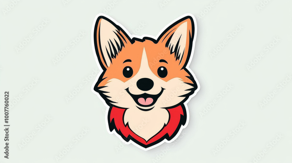 Smiling cartoon corgi with red collar. Smiling cartoon corgi with red collar.