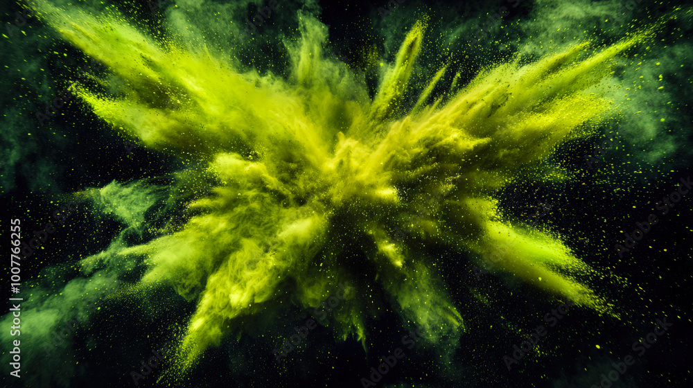 Amazing starlight in the dark sky. A light green flash of powder dust appears in the air. A powerful explosion of the universe. The scene is chaotic and tense Amazing starlight in the dark sky. A light green flash of powder dust appears in the air. A powerful explosion of the universe. The scene is chaotic and tense