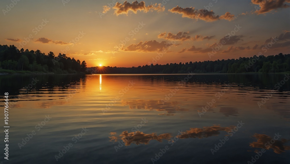 Fototapeta premium Sunset over a calm lake
