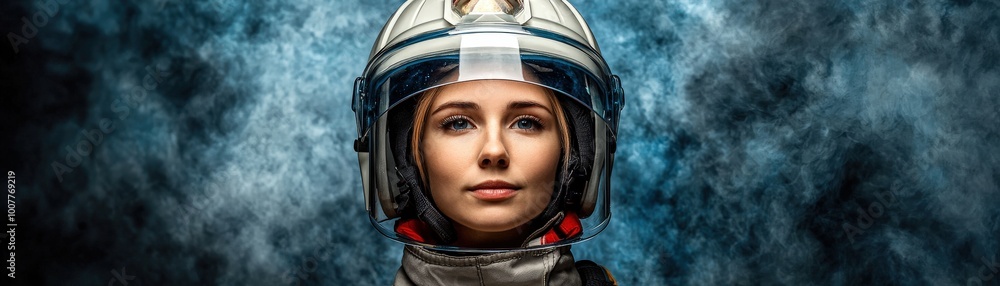 Brave Female Astronaut in a Realistic Setting Brave Female Astronaut in a Realistic Setting
