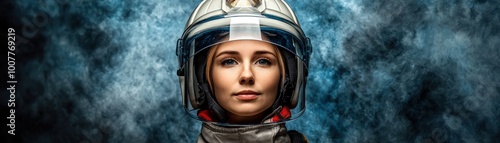 Brave Female Astronaut in a Realistic Setting