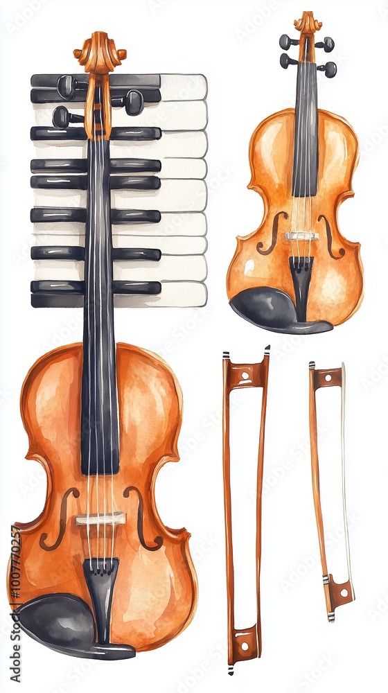Naklejka premium A detailed illustration of a violin showing its components and structure for educational purposes