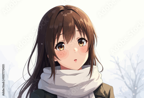 Winter Daydream: Girl in Scarf and Winter Sunlight