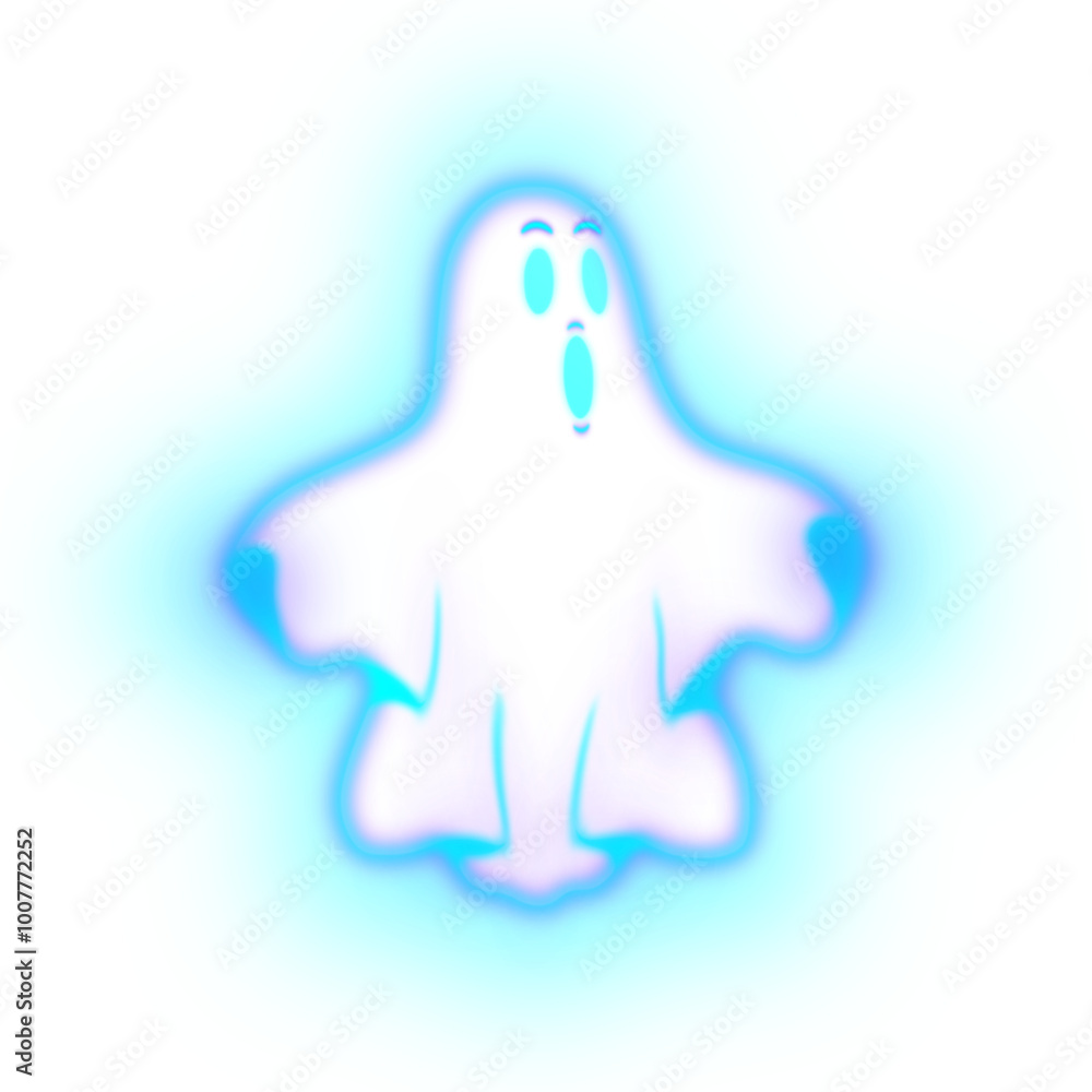 Cartoon glowing ghost with black background Cartoon glowing ghost with black background