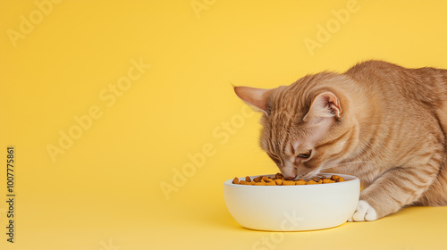 Hungry Cat Eating from Bowl...