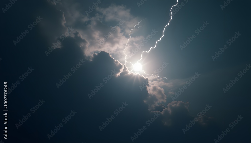 Dramatic Lightning Striking Through Dark Clouds Dramatic Lightning Striking Through Dark Clouds