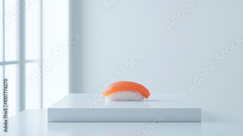 Salmon Nigiri Sushi on Whit...