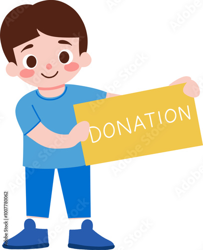 Boy Holding Donation Sign   Charity  Volunteer  Help  Giving  Support