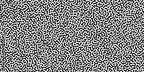 Organic seamless patterns with rounded lines Diffusion reaction background. Monochrome background of natural organic forms motion. Overlay template abstract Turing organic wallpaper background.