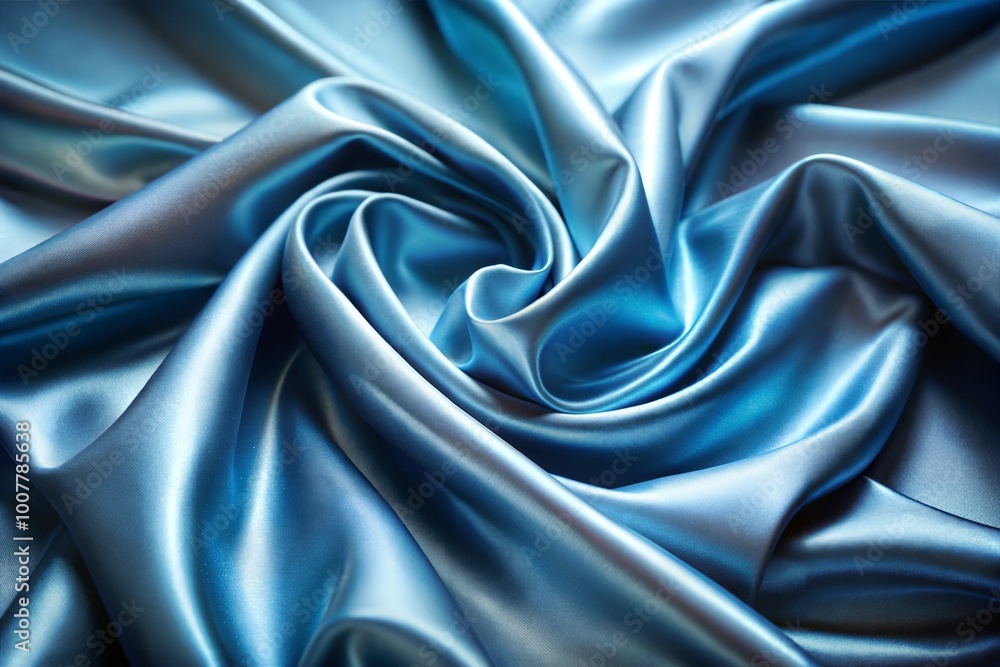 Obraz premium Soft and flowing blue silk fabric close-up