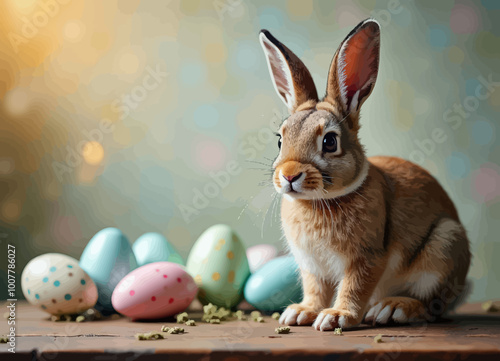 Easter Bunny with Decorated Eggs