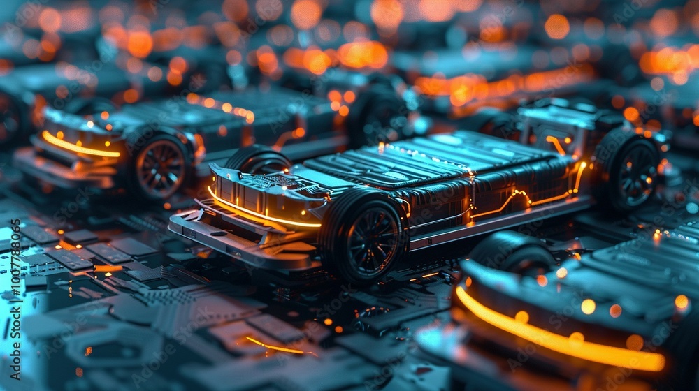 Fototapeta premium Green Energy Icons Featuring Electric Vehicle Battery Packs