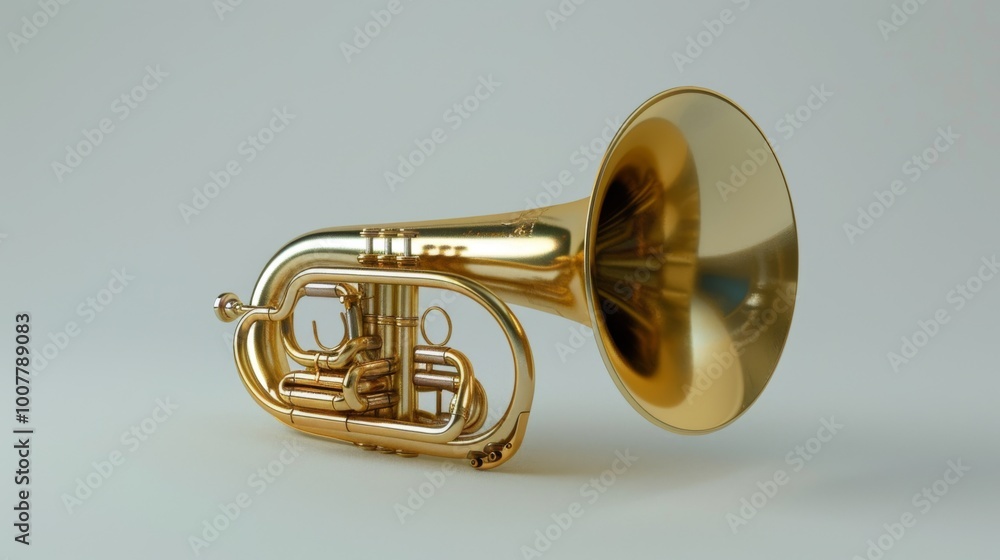 Naklejka premium Clean Gold Mellophone on Simple Background