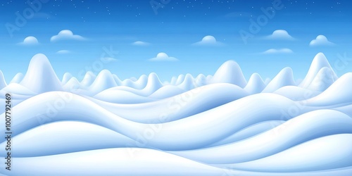 Light gradient backdrop from blue to white, wormseye perspective of snowy mountain peaks, sky available for text photo