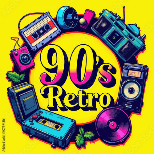 90s Retro Gadgets Illustration 
