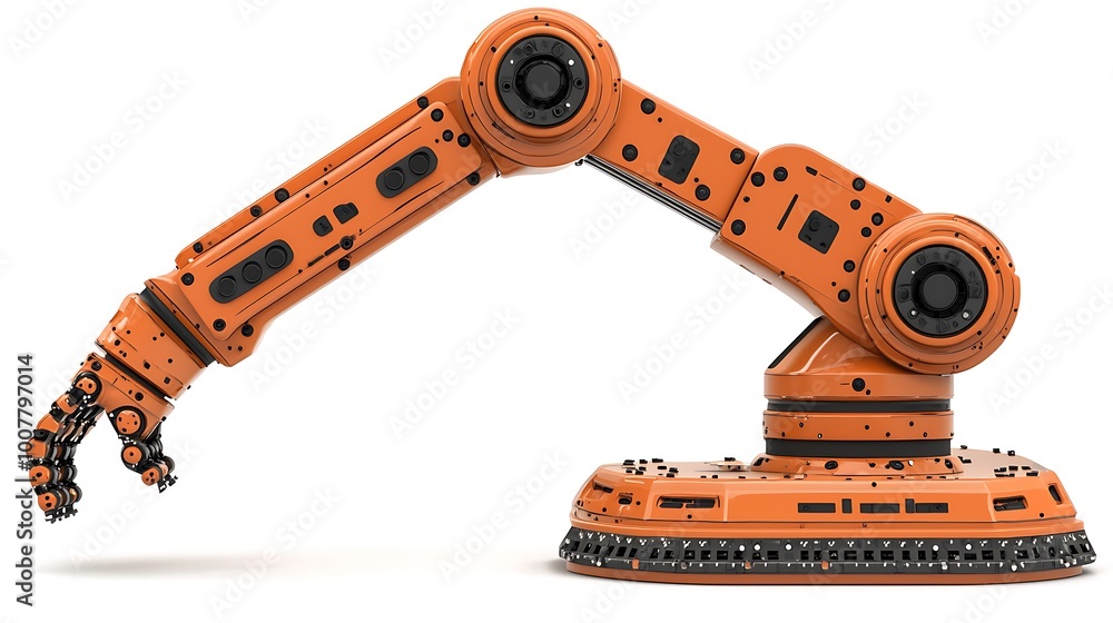 An industrial robotic arm, a symbol of cutting-edge automation and technological advancement. An industrial robotic arm, a symbol of cutting-edge automation and technological advancement.