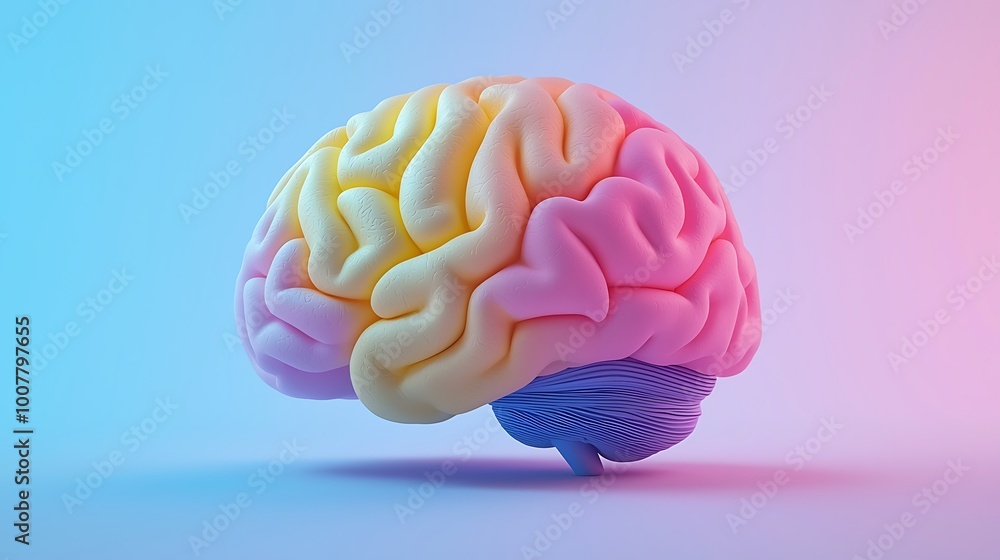 A 3D brain model, rich in color, illustrating the intricacies of neurology and human cognition. A 3D brain model, rich in color, illustrating the intricacies of neurology and human cognition.