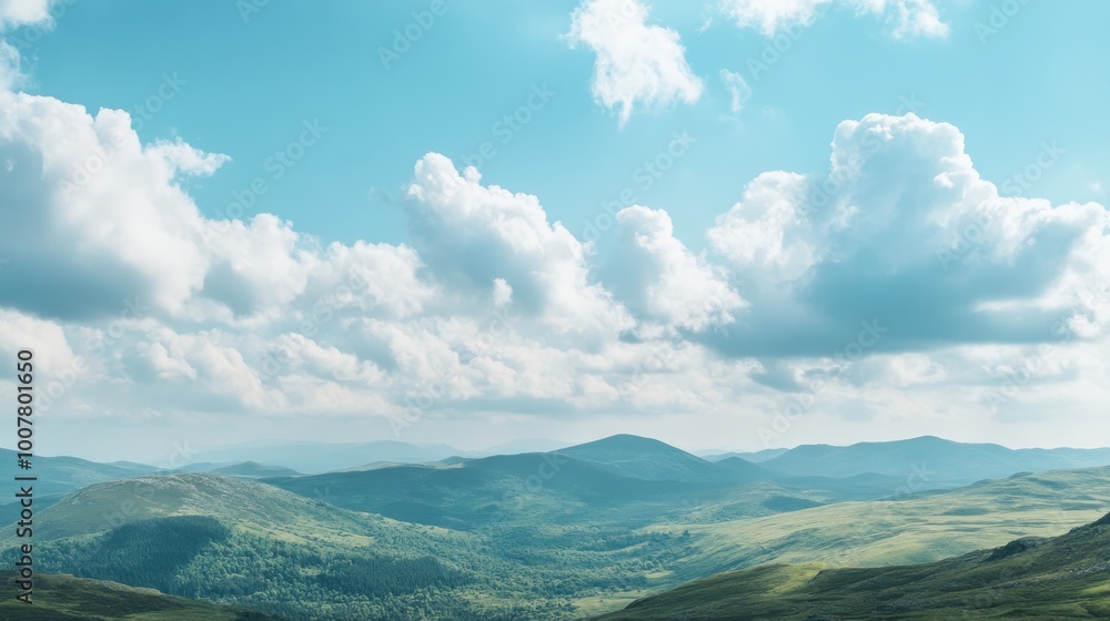 Illustration mountain landscape in the summer. Ai generated image Illustration mountain landscape in the summer. Ai generated image