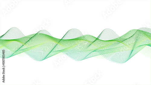 Abstract blue and green gradient wavy flowing line blend background. Flowing yellow and green abstract waves on a white background.	