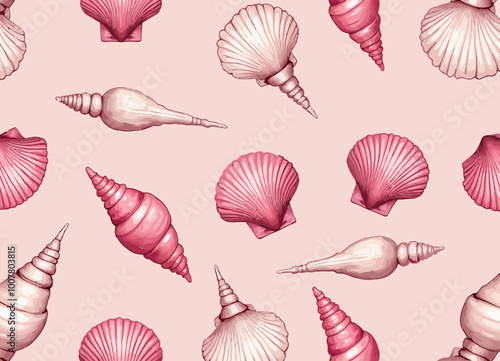 Seashell Pattern in Pink and White