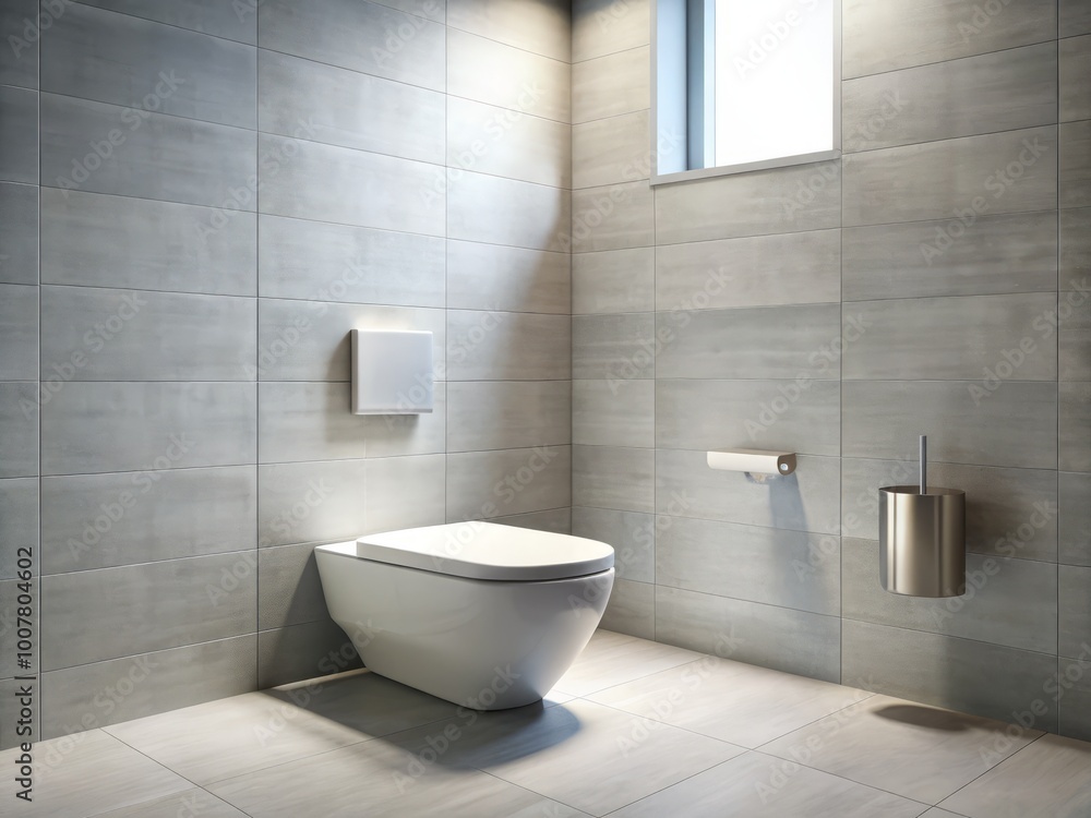 Sleek, wall-mounted, white toilet with a minimalist design, low-profile tank, and subtle curves, set against a clean, Sleek, wall-mounted, white toilet with a minimalist design, low-profile tank, and subtle curves, set against a clean,