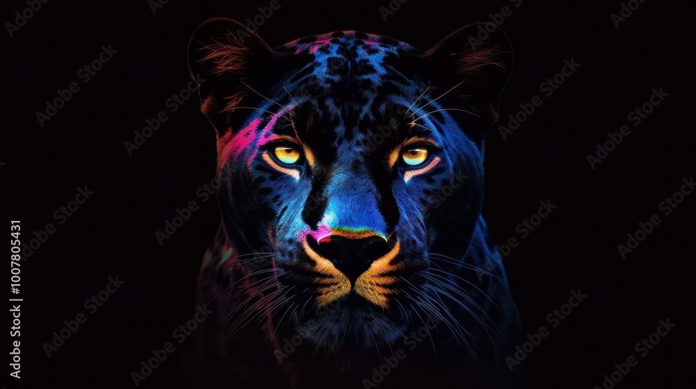 Black Panther with Colorful Glow Black Panther with Colorful Glow