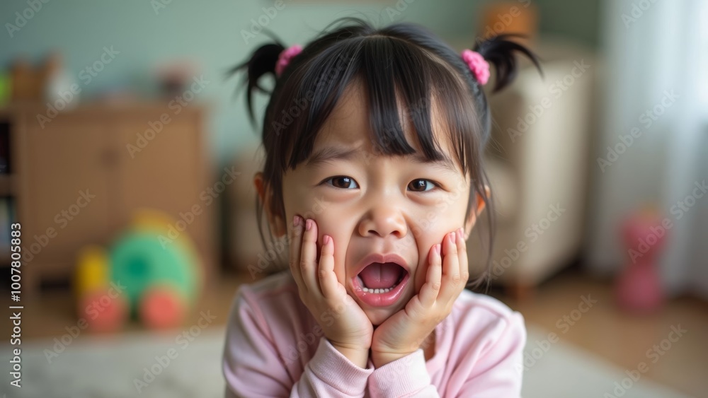 Cute Crying Asian Girl In Playroom Cute Crying Asian Girl In Playroom