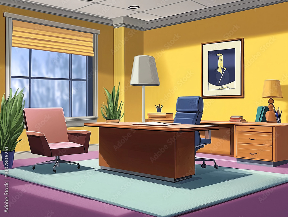 Fototapeta premium Fantastic Executive Room Setting: A Cartoon Representation Dream