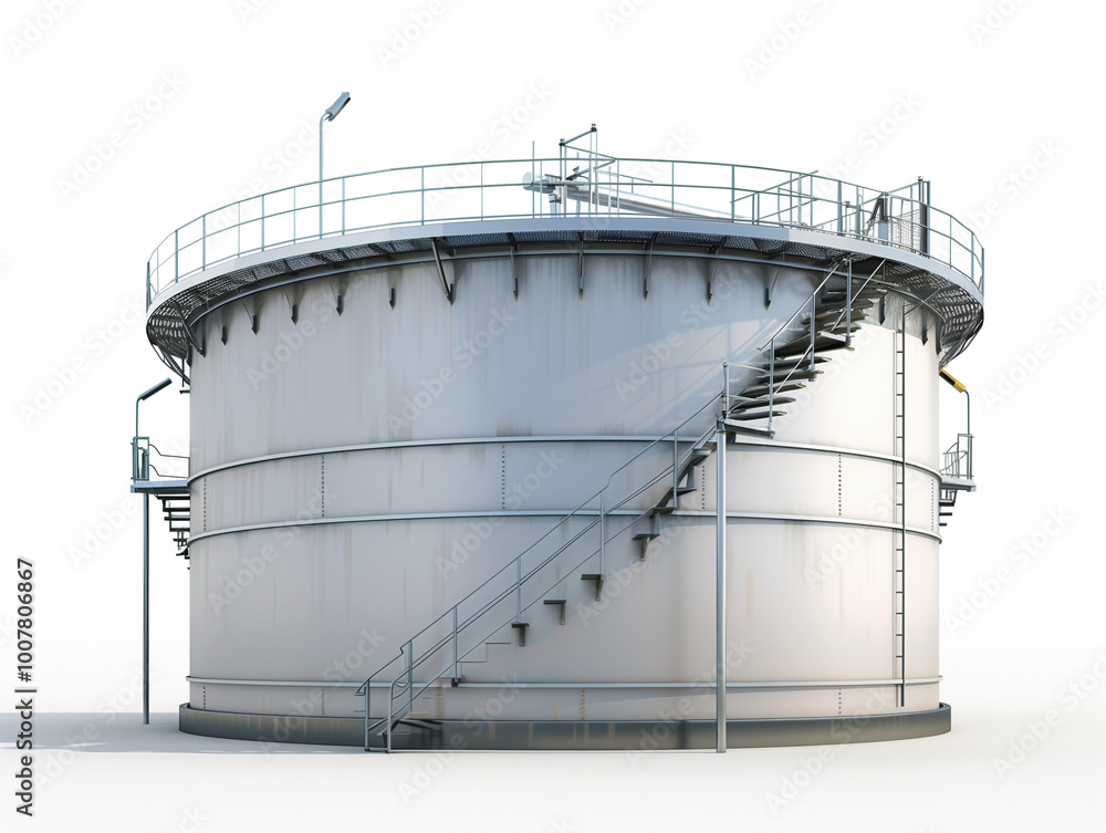 Massive Oil Storage Tank with Isolated Safety Railing Stock ...