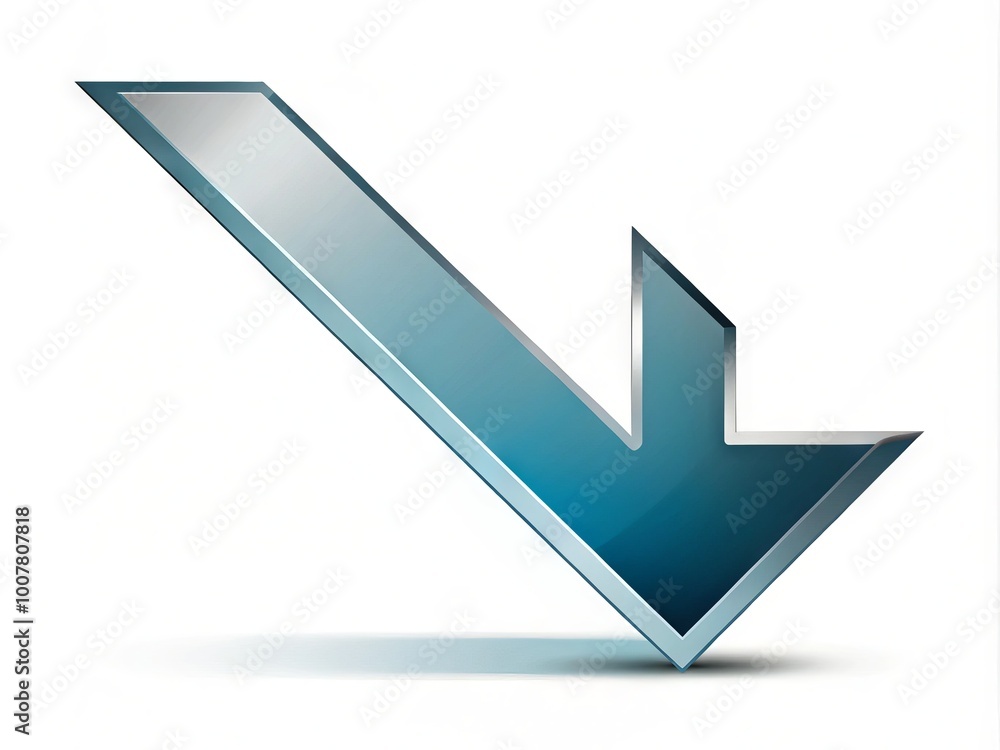 Stylish modern arrow icon drops down on a diagonal line, conveying direction, movement, and connection, on a clean Stylish modern arrow icon drops down on a diagonal line, conveying direction, movement, and connection, on a clean