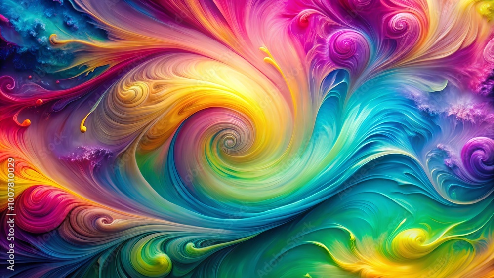 Vibrant, abstract background featuring swirling patterns of bright pink, blue, yellow, and green hues blended with Vibrant, abstract background featuring swirling patterns of bright pink, blue, yellow, and green hues blended with
