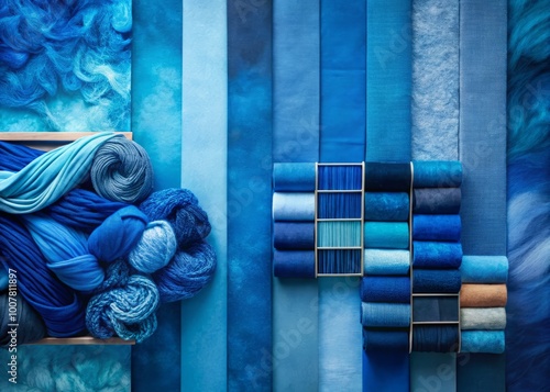 Vibrant blue hues gradate from soft misty tones to deep navy shades, creating a captivating ombre effect with photo