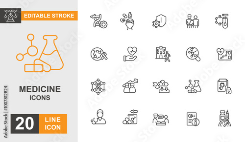 Wallpaper Mural Medicine icon set. Doctor, laboratory, patient, microscope, diagnosis and more line icon editable stroke. Torontodigital.ca