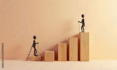 Climbing Figures on Wooden Blocks