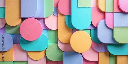 Wallpaper Mural Vibrant geometric composition featuring assorted rounded corner shapes in pastel hues, overlapping and intersecting to Torontodigital.ca
